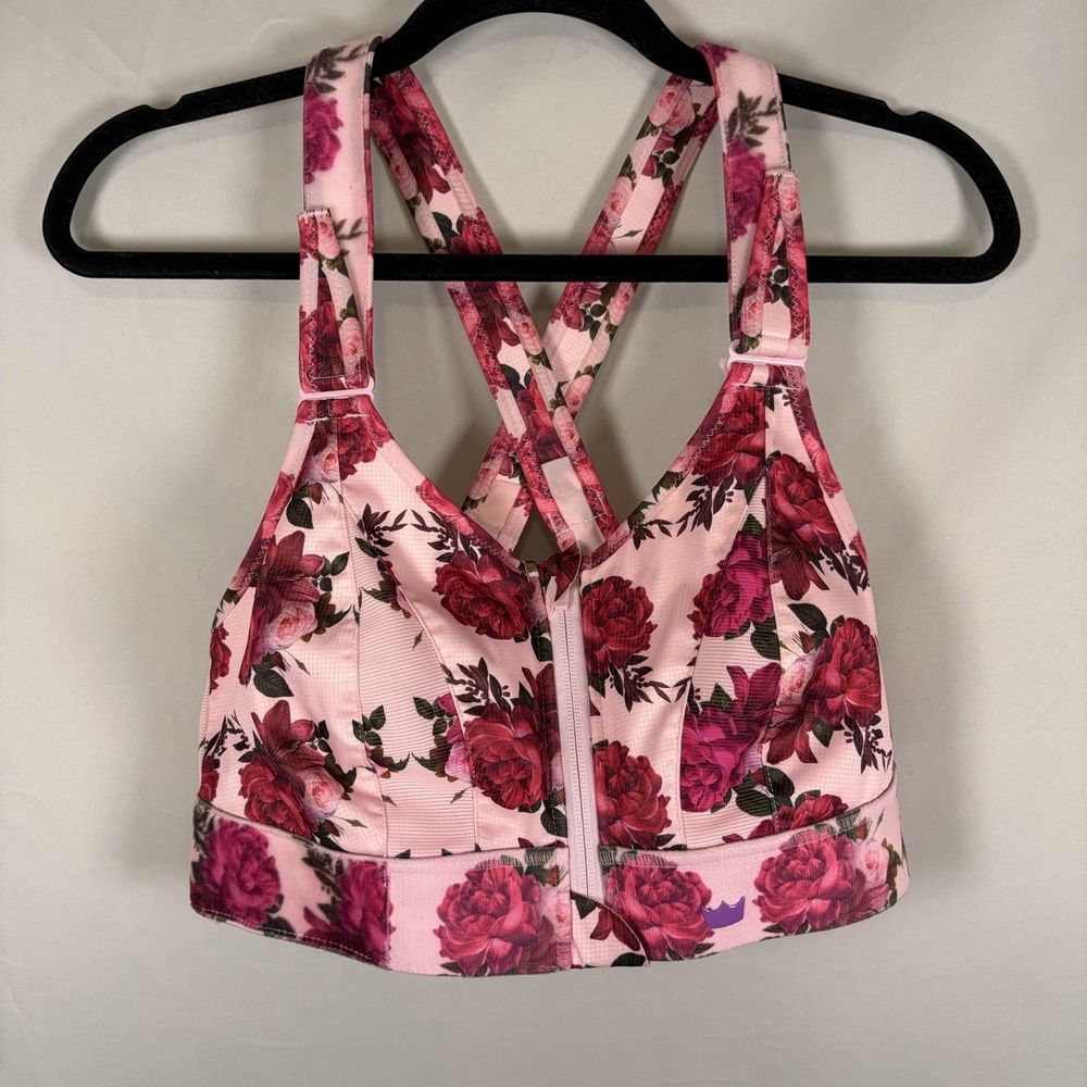 SHEFIT 1 Luxe Ultimate Sports Bra High Impact Front Zip Floral Pink Adjustable